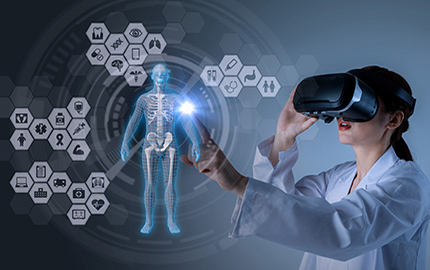 female doctor with virtual reality headset